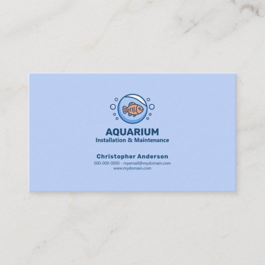 水槽の設置とメンテナンス – 魚鉢 – 名刺 (正面)