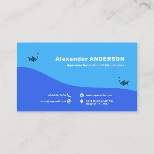 水槽の設置とメンテナンス – 魚 名刺 (裏面)