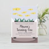 水槽モダン水槽誕生日招待状 招待状 (スタンド正面)