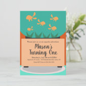 水槽モダン金ゴールド水槽誕生日招待状 招待状 (スタンド正面)