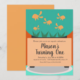 水槽モダン金ゴールド水槽誕生日招待状 招待状