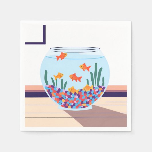 水槽 水彩画 デザイン スタンダードカクテルナプキン (正面)