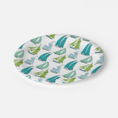 水模様の帆船 ペーパープレート (アングル)