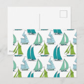 水模様の帆船 ポストカード (正面/裏面)