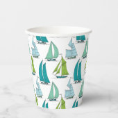 水模様の帆船 紙コップ (正面)
