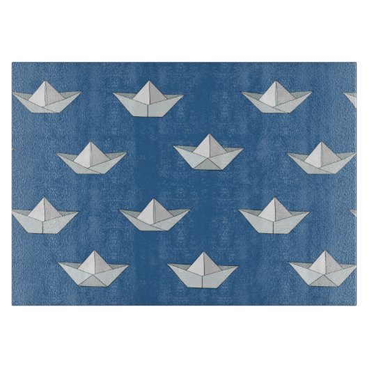 水模様の折り紙ボート カッティングボード (正面)