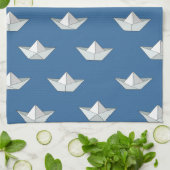 水模様の折り紙ボート キッチンタオル (折り畳み)