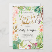 水気が多いサボテンのランジェリーのシャワーの招待 招待状 (正面)