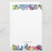 水気が多いサボテンの水彩画 便箋 (正面/裏面)