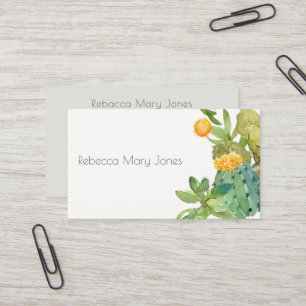 水気が多いサボテンの花の庭の水彩画 名刺