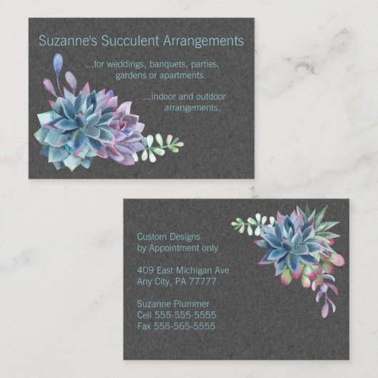 水気が多いフラワーアレンジメントの名刺のヒース 名刺 (正面/裏面)