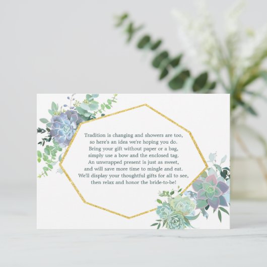 水気が多いブライダルシャワーの挿入物カード エンクロージャーカード (スタンド正面)