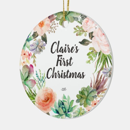 水気が多いベビーの初めてのクリスマスのオーナメント セラミックオーナメント (左)