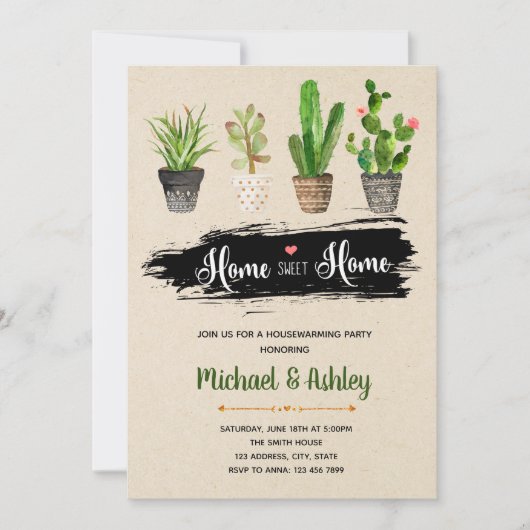 水気が多い引っ越し祝いパーティーのパーティの招待状 招待状 (正面)