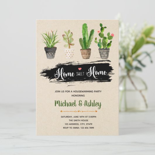 水気が多い引っ越し祝いパーティーのパーティの招待状 招待状 (スタンド正面)