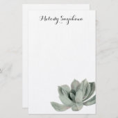 水気が多い植物の水彩画|はあなたの名前を加えます 便箋 (正面/裏面)