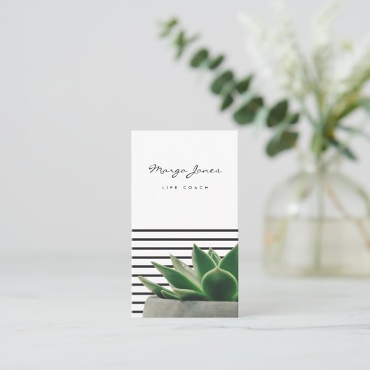 水気が多い白黒ストライプの名刺 名刺 (スタンド正面)