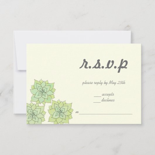水気が多い結婚RSVP 出欠カード (正面)