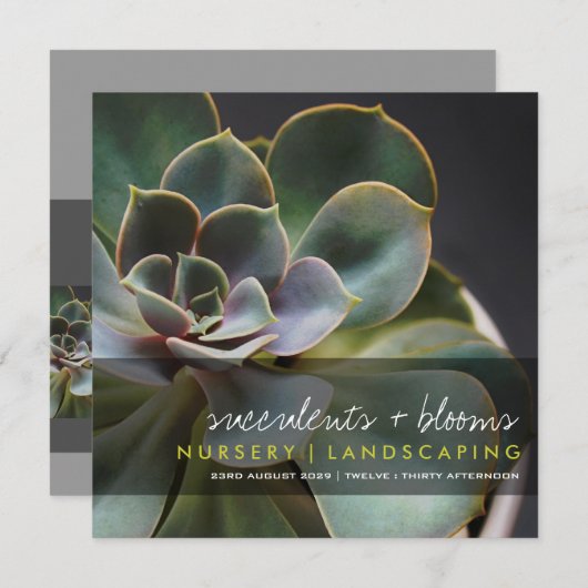 水気が多い花の植物の写真のモダンな園遊会 招待状 (正面/裏面)