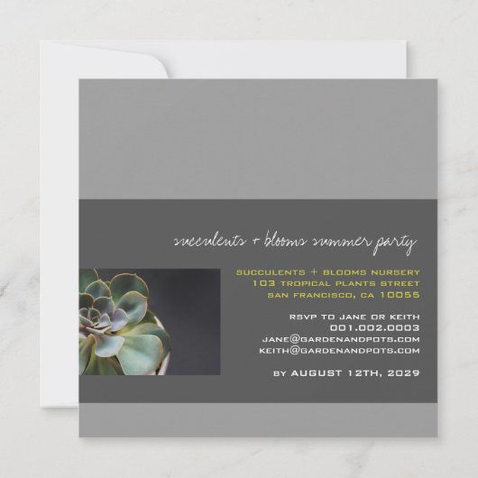 水気が多い花の植物の写真のモダンな園遊会 招待状 (裏面)