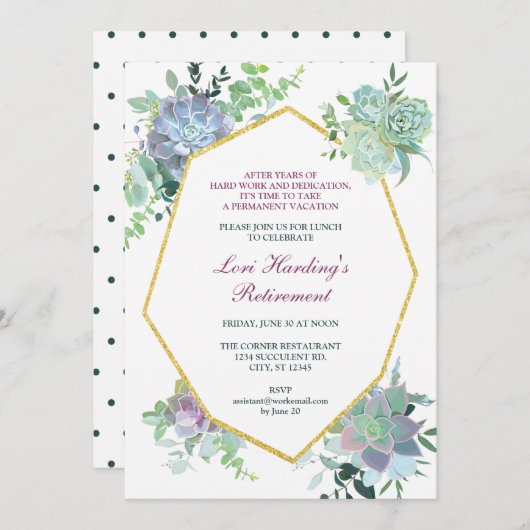 水気が多い退職の招待状 招待状 (正面/裏面)