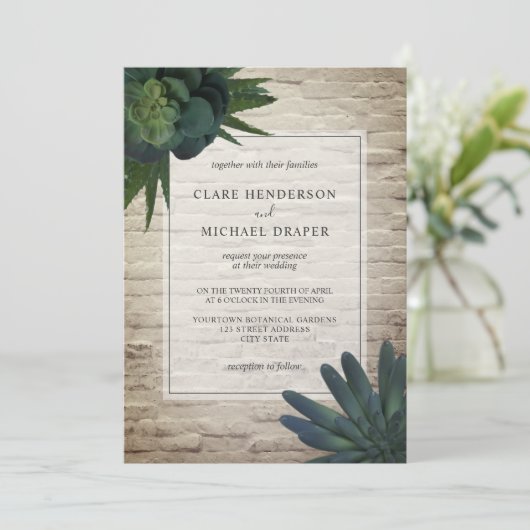 水気が多く白い煉瓦結婚式招待状 招待状 (スタンド正面)