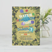 水気球飛行迷彩柄誕生日招待状 招待状 (スタンド正面)