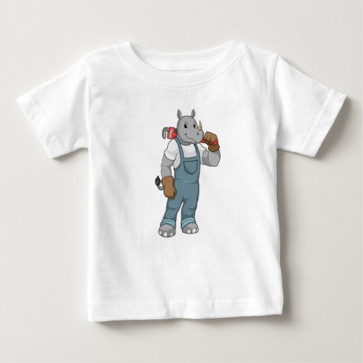 水汲みポンプのプライヤー付きRhino as Handyman ベビーTシャツ (正面)