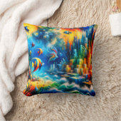 「水没ユートピア：アトランティスの再想像」 クッション (ブランケット)