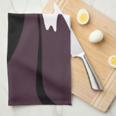 水没:抽象芸術ブラック、ホワイト、パープル、グリーン キッチンタオル (四つ折り)