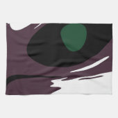 水没:抽象芸術ブラック、ホワイト、パープル、グリーン キッチンタオル (横)