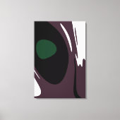 水没：抽象芸術ブラック、ホワイト、パープル、グリーン キャンバスプリント (正面)