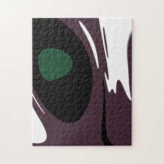 水没：抽象芸術ブラック、ホワイト、パープル、グリーン ジグソーパズル (縦)