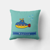 水泡の付いた黄色と青のおもちゃ潜水艦 クッション (裏面)