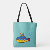 水泡の付いた黄色と青のおもちゃ潜水艦 トートバッグ (裏面)