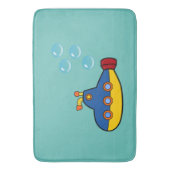 水泡の付いた黄色と青のおもちゃ潜水艦 バスマット (正面縦)