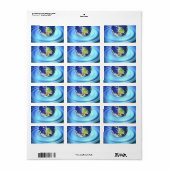 水波紋に浮かぶ3D地球 ラベル (フルシート)