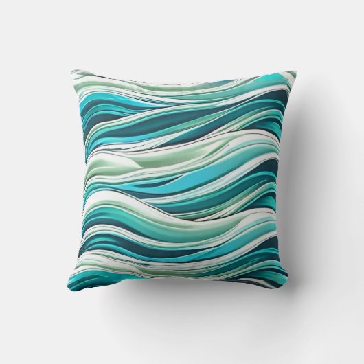 水波、緑の青 クッション (裏面)