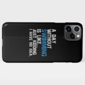 水泳おもしろいの贈り物なしで1日を泳ぐ iPhoneケース (裏面横)