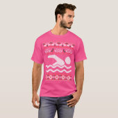 水泳おもしろいの醜いクリスマス Tシャツ (正面フル)