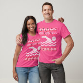 水泳おもしろいの醜いクリスマス Tシャツ (ユニセックス)