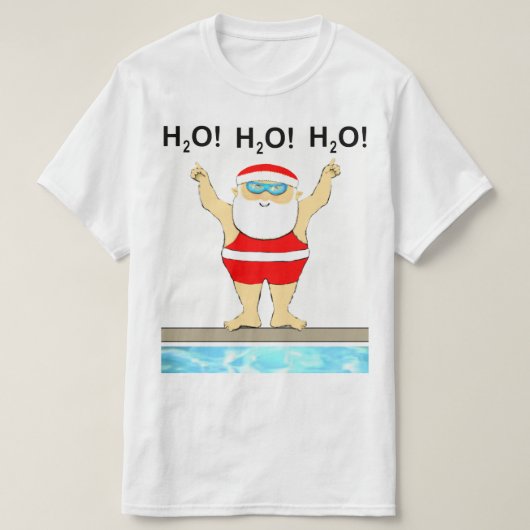 水泳おもしろいクリスマス Tシャツ (デザイン正面)