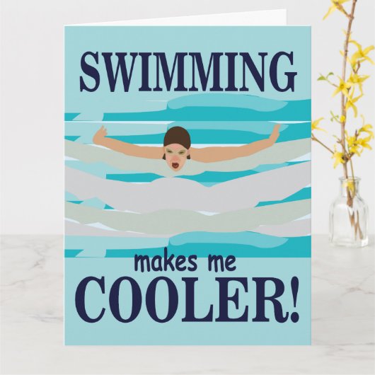 水泳が私を涼しくする 水泳選手 水泳の挨拶 カード (黄色い花)