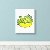 水泳でカエルを泳ぐリング キャンバスプリント (インサイチュ (ウッドフロア))