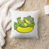 水泳でカエルを泳ぐリング クッション (ブランケット)