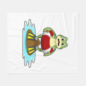 水泳でカエルを泳ぐリング フリースブランケット (正面(横))