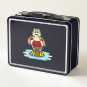 水泳でカエルを泳ぐリング メタルランチボックス (裏面)