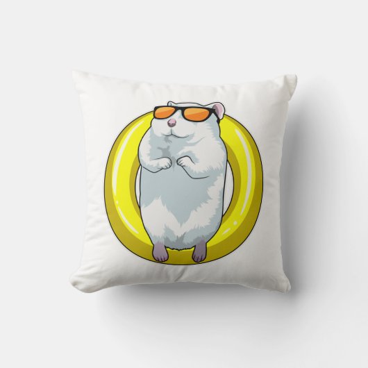 水泳でハムスターとスイミングリング クッション (正面)