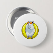 水泳でハムスターとスイミングリング 缶バッジ (正面&裏面)