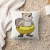 水泳でビーバーを水輪で泳ぐ クッション (ブランケット)